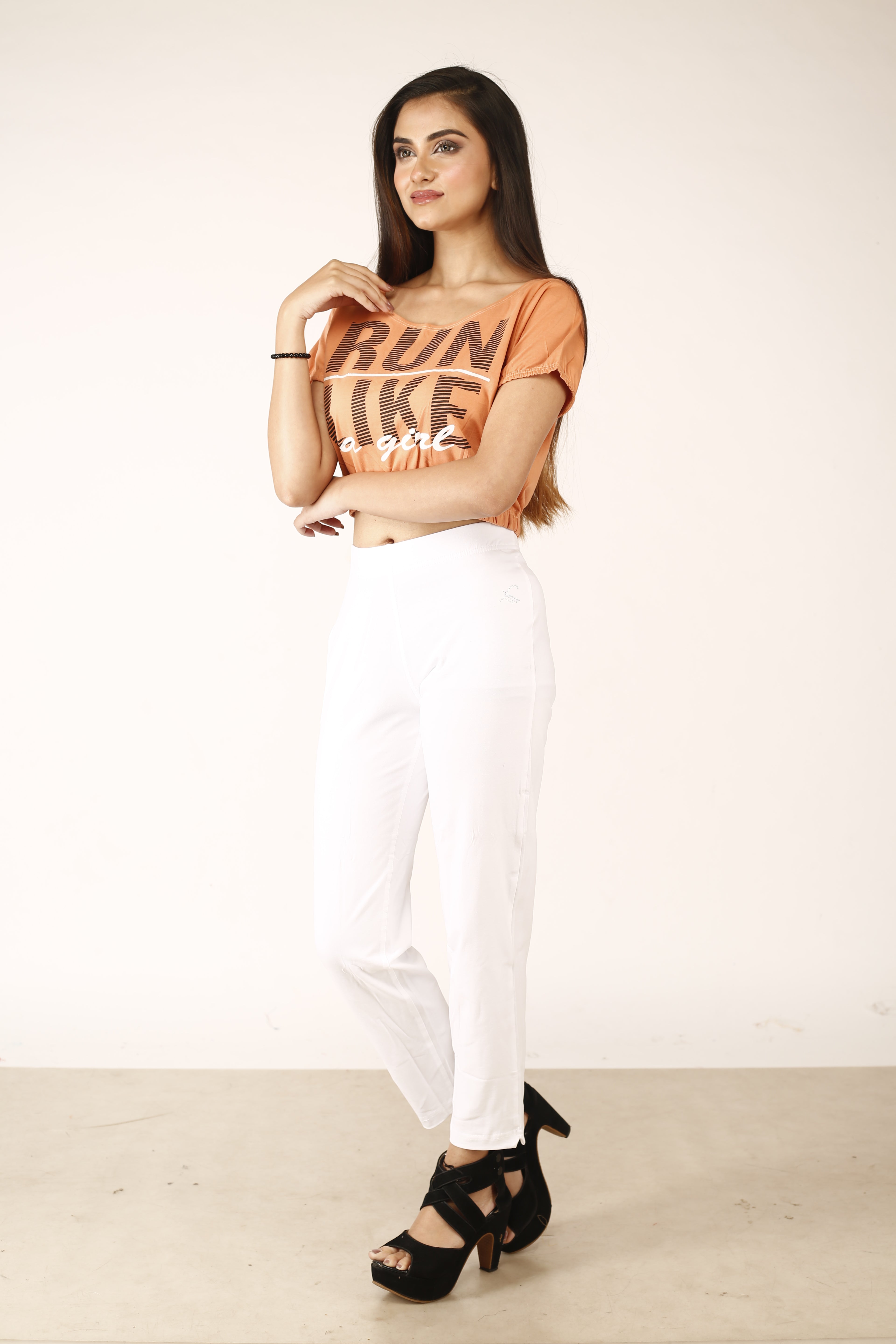 White Lycra Premium Flex Kurti Pant