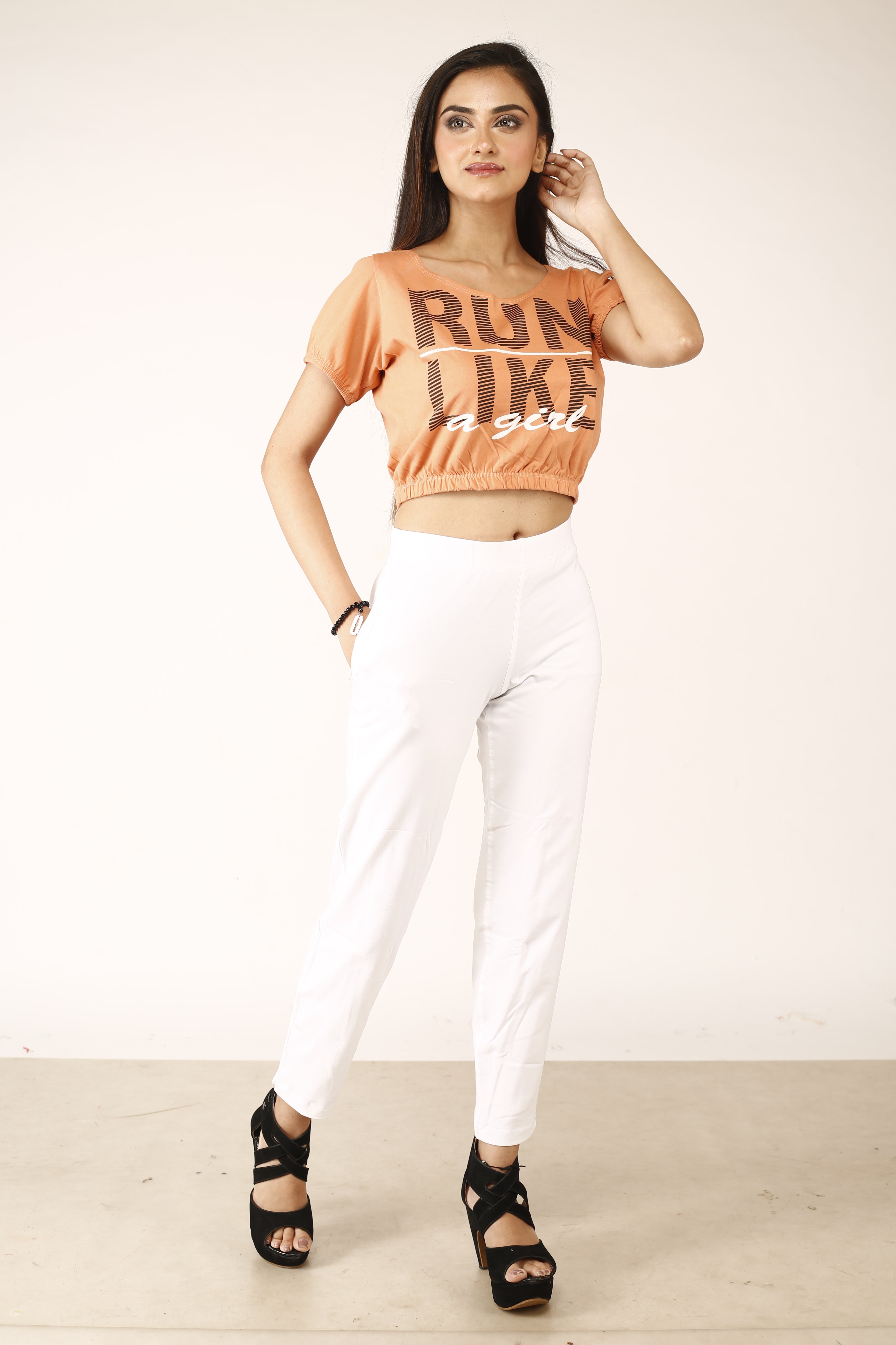 White Lycra Premium Flex Kurti Pant