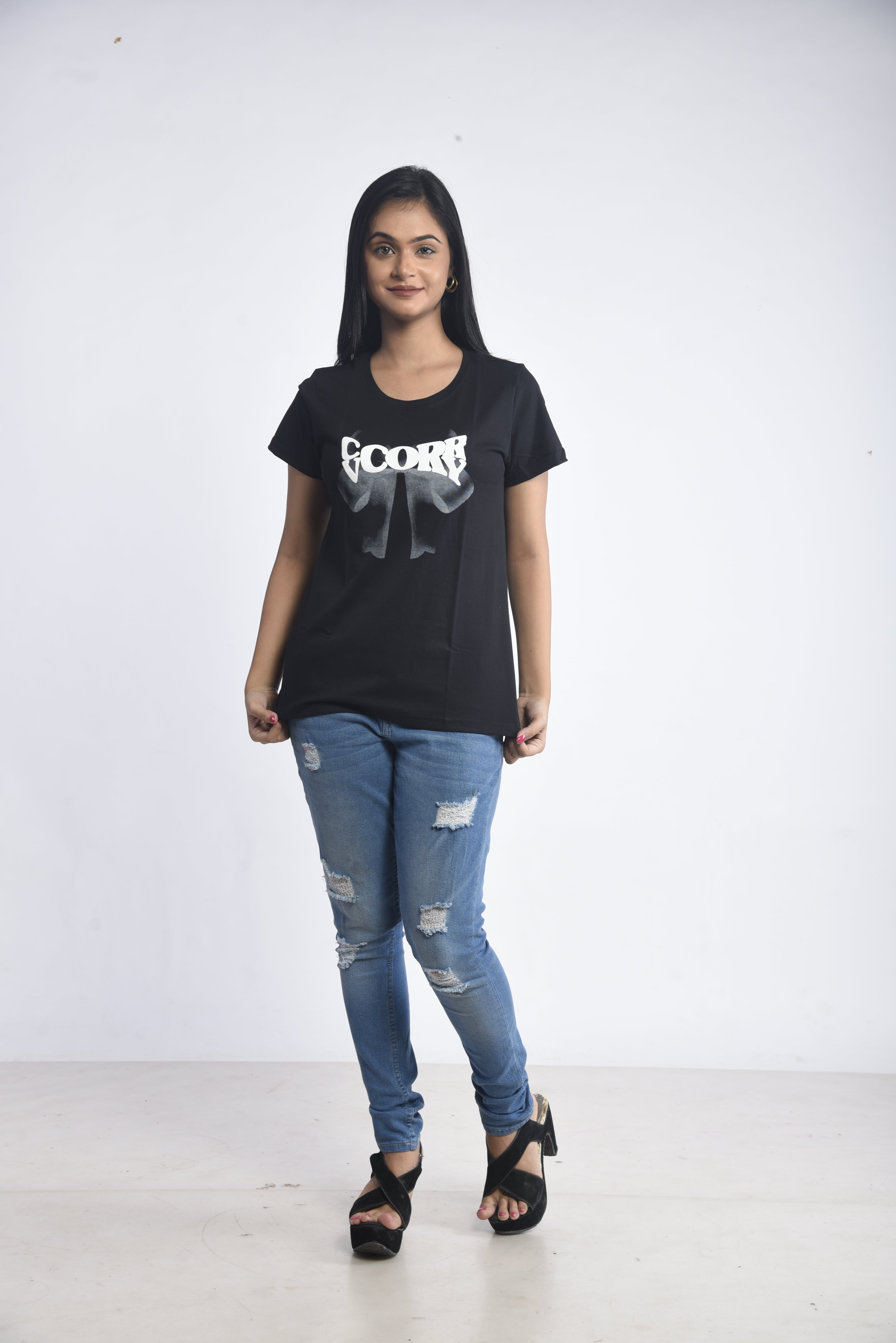 Black Printed Short T-Shirt