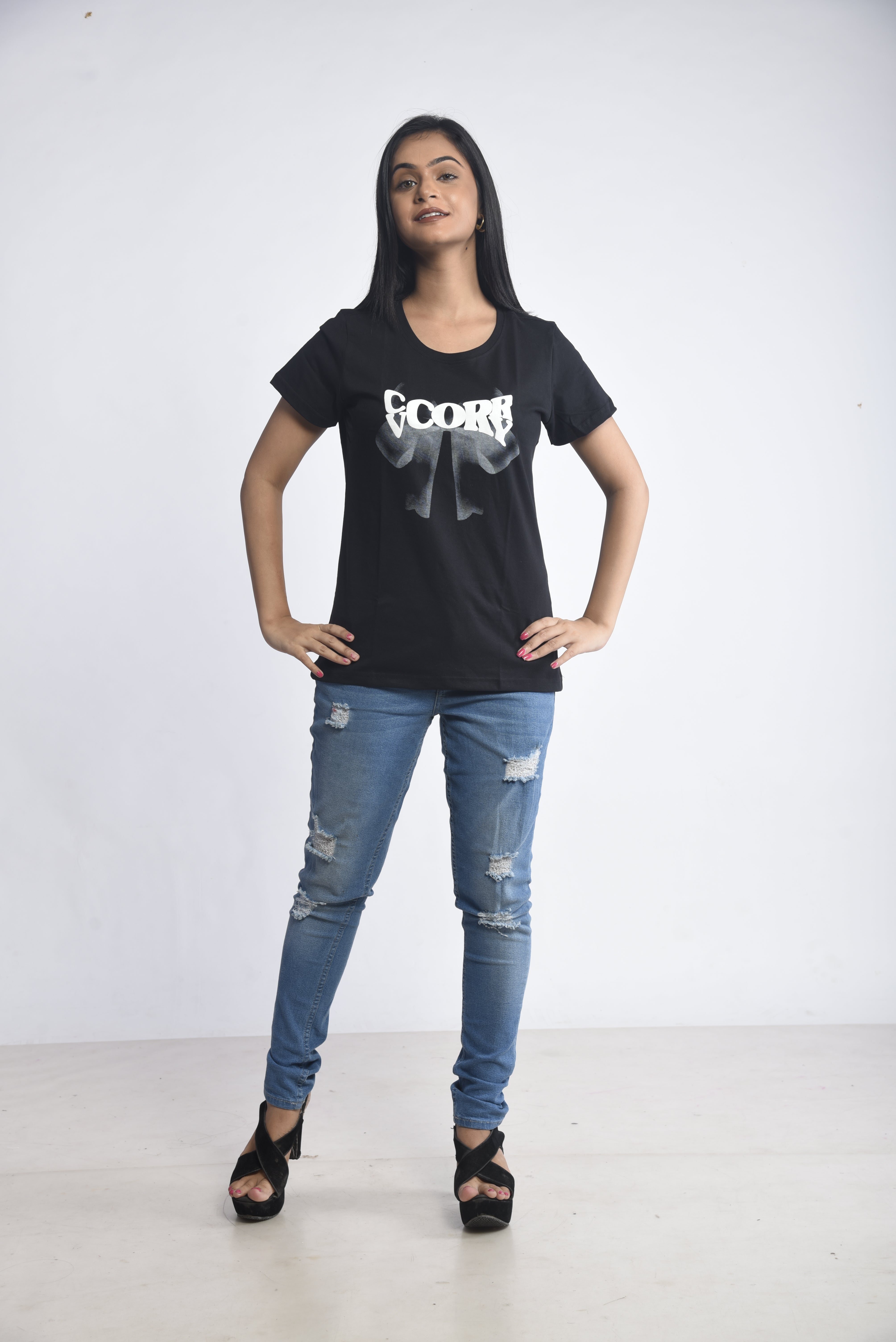 Black Printed Short T-Shirt