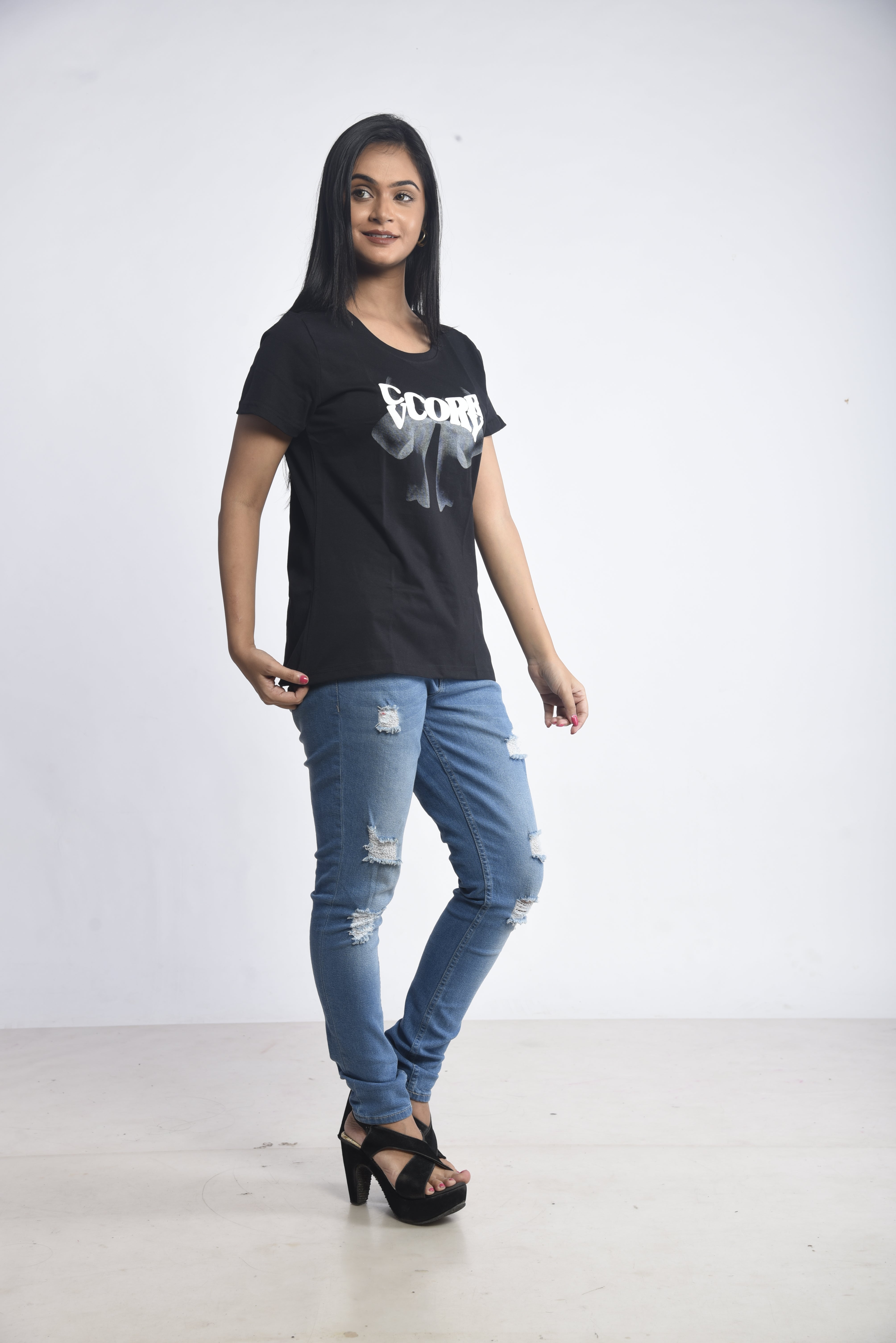 Black Printed Short T-Shirt