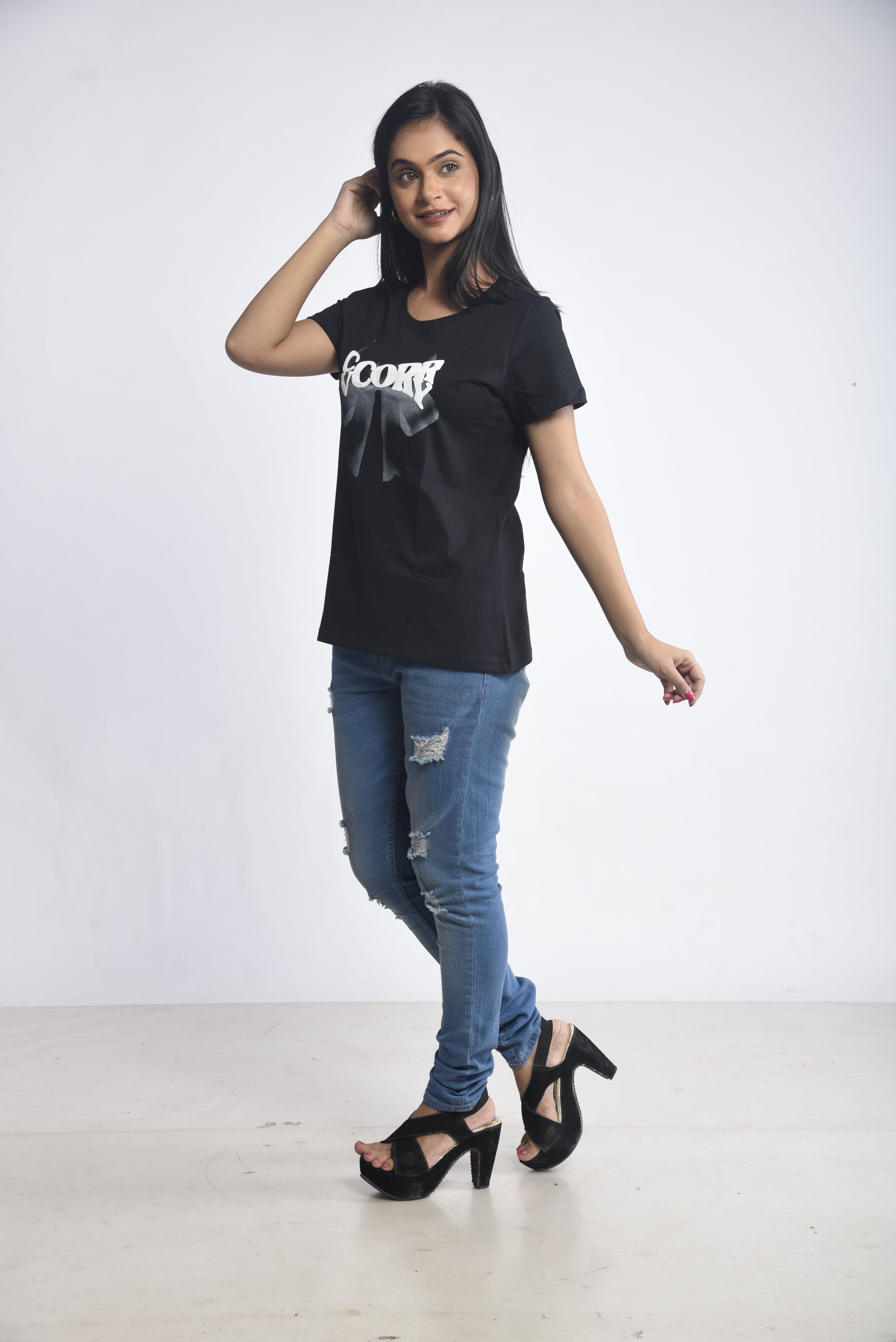 Black Printed Short T-Shirt