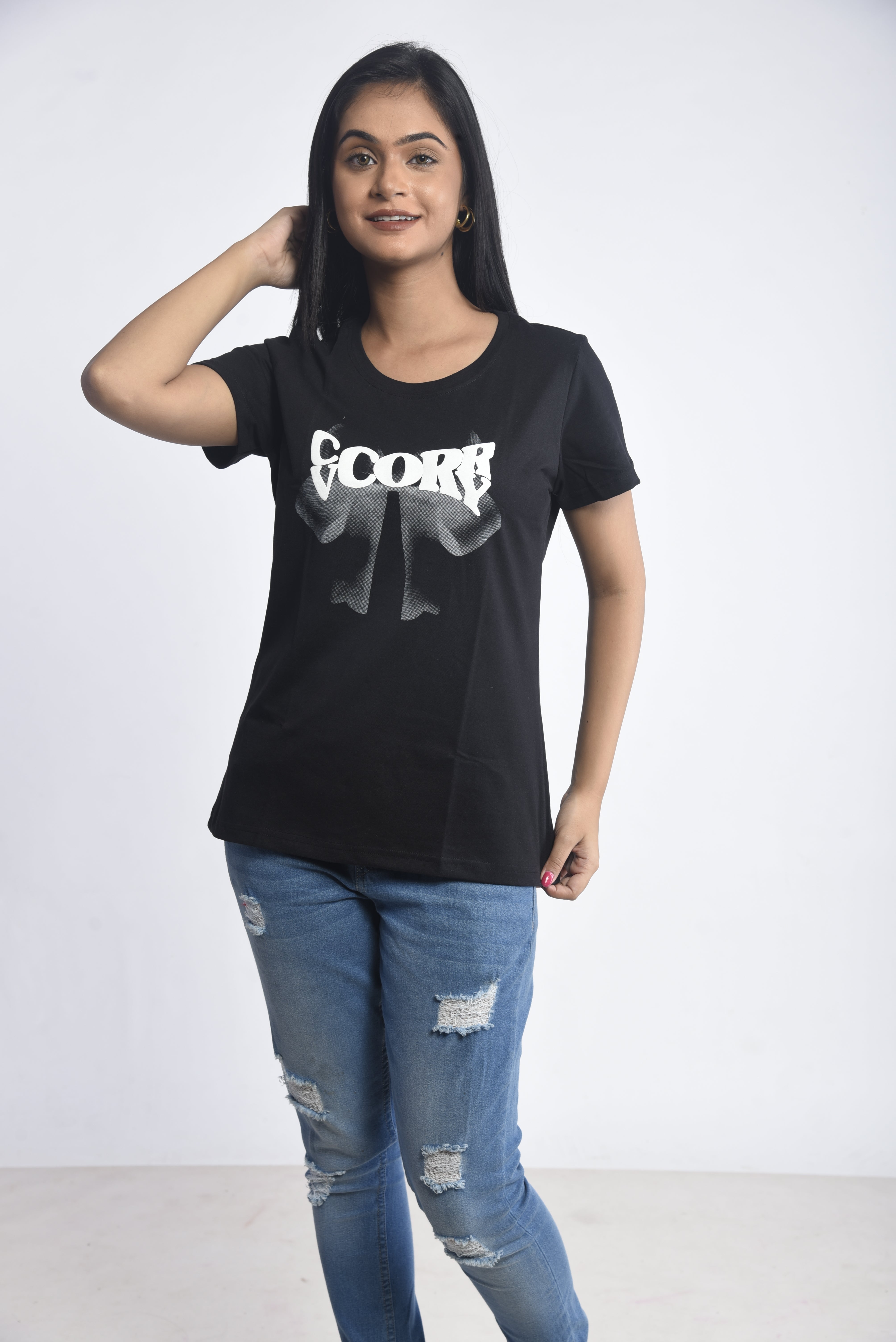 Black Printed Short T-Shirt