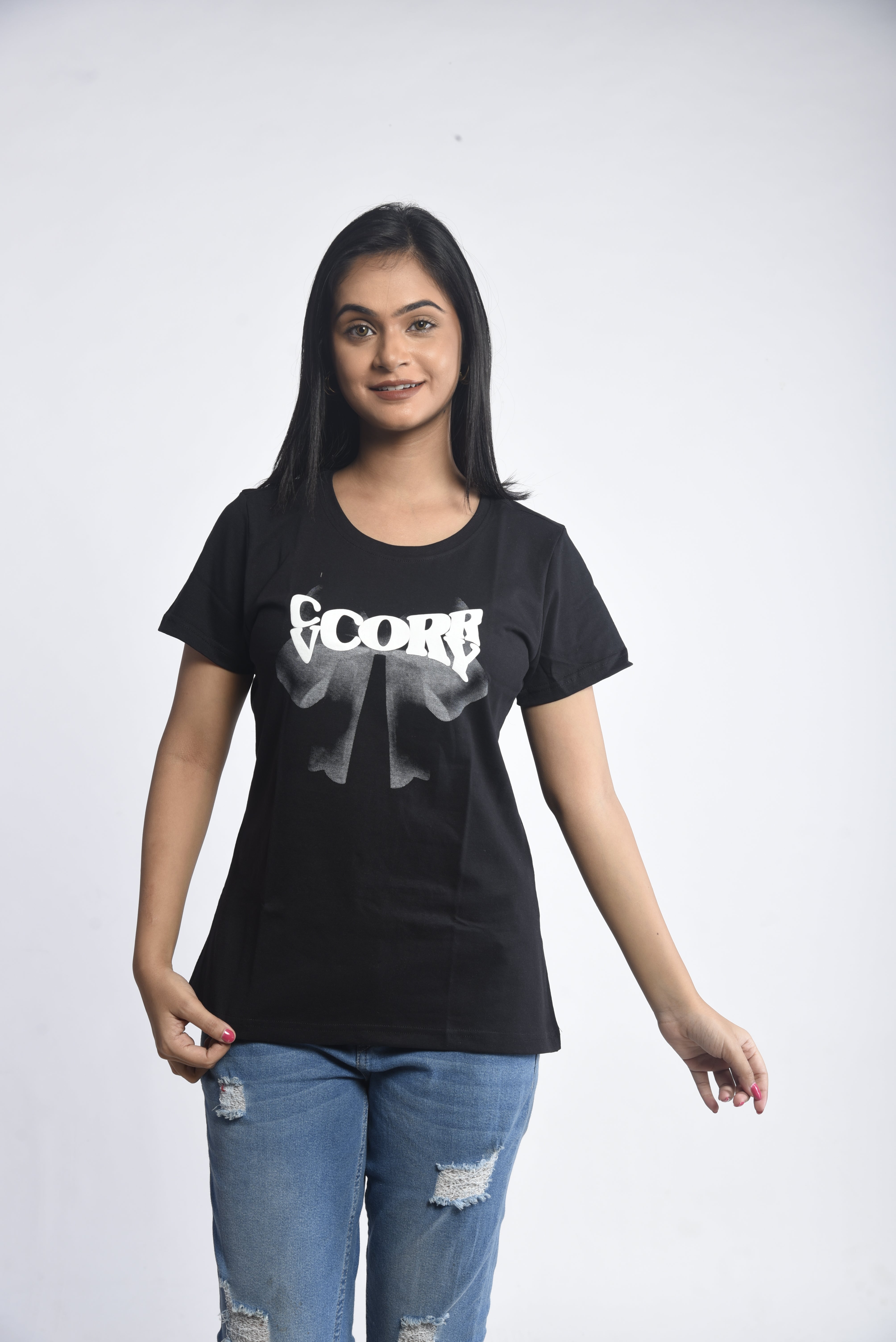 Black Printed Short T-Shirt