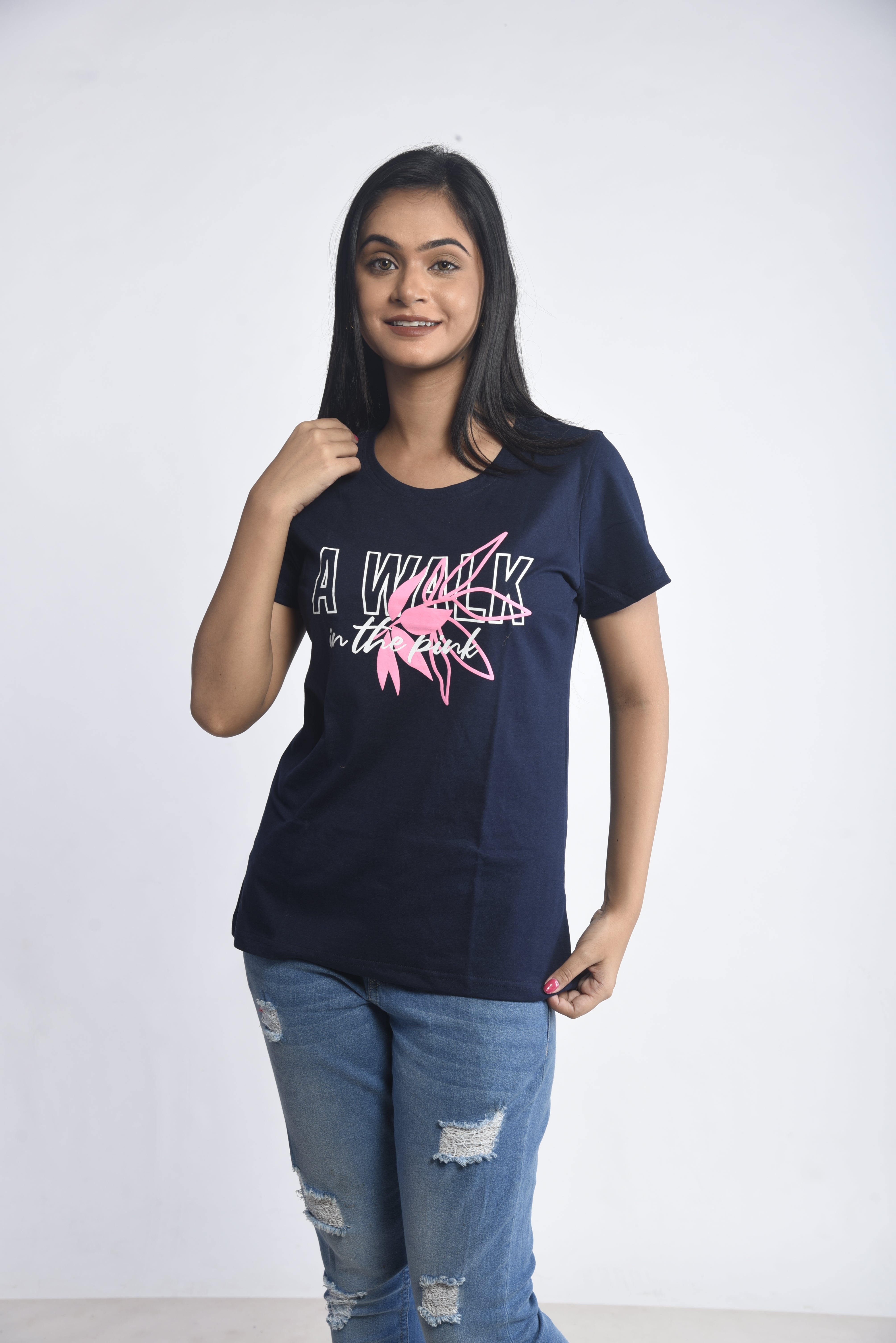 Navy Printed Short T-Shirt