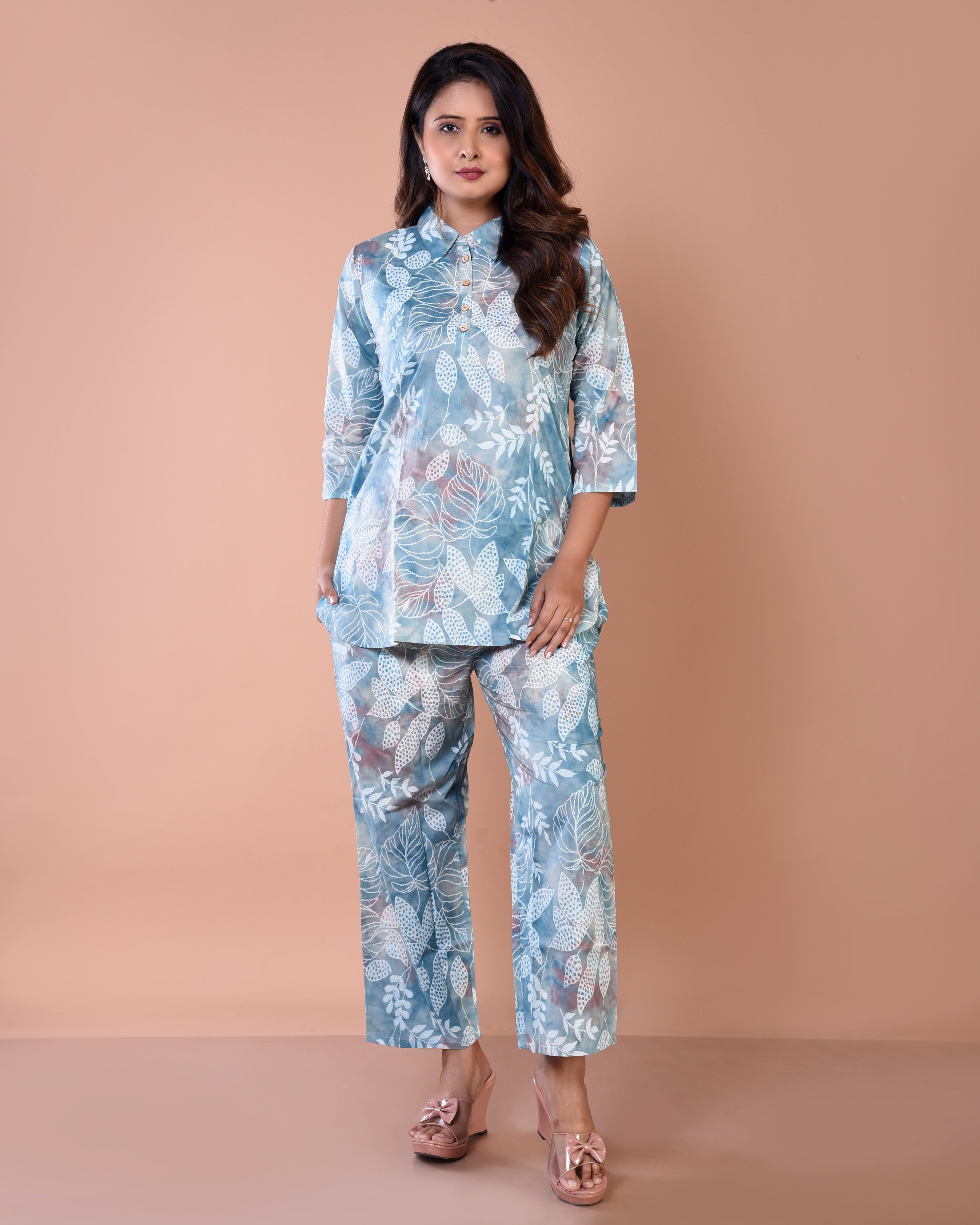 Ice Blue Premium Cotton Co-ord Sets
