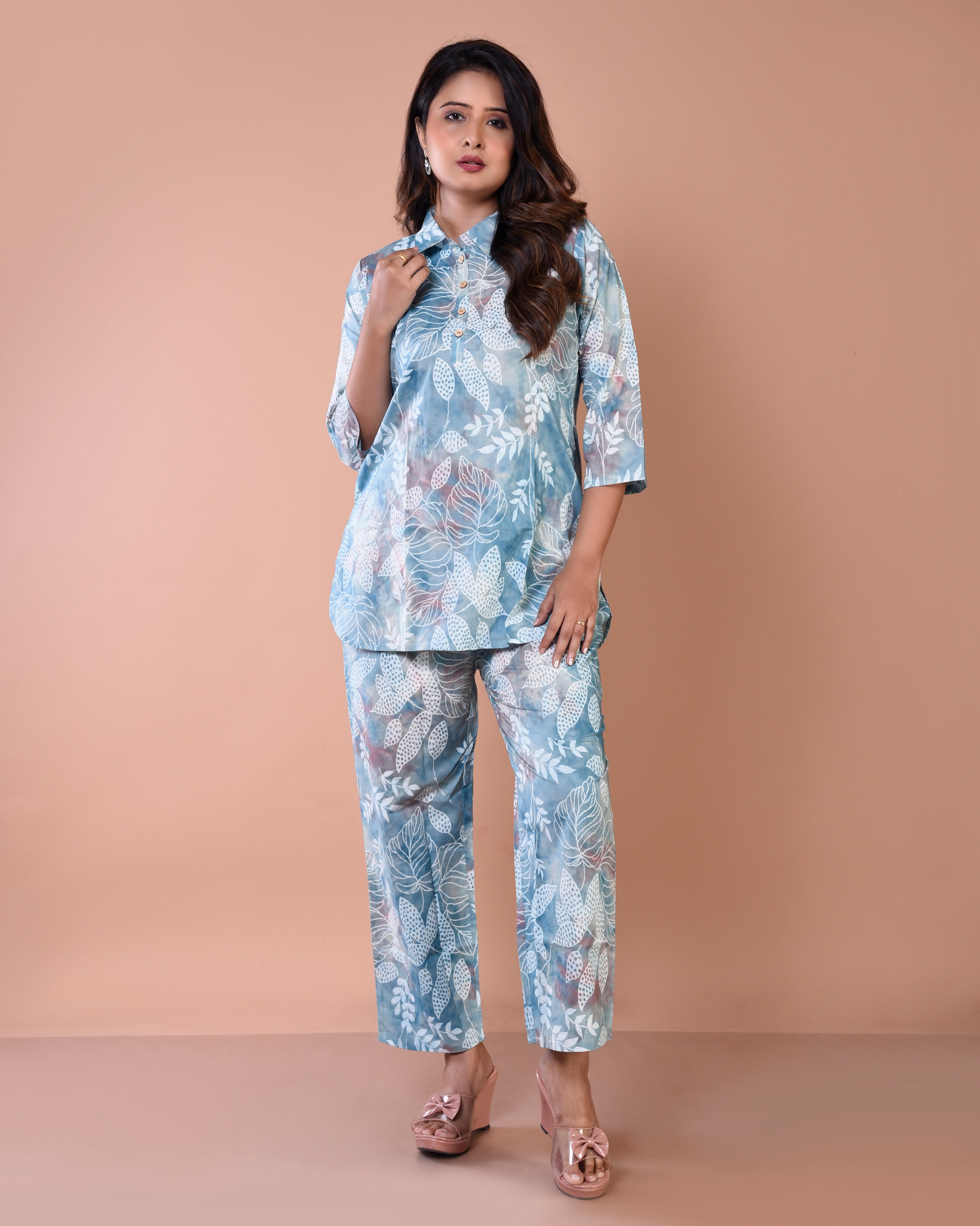 Ice Blue Premium Cotton Co-ord Sets