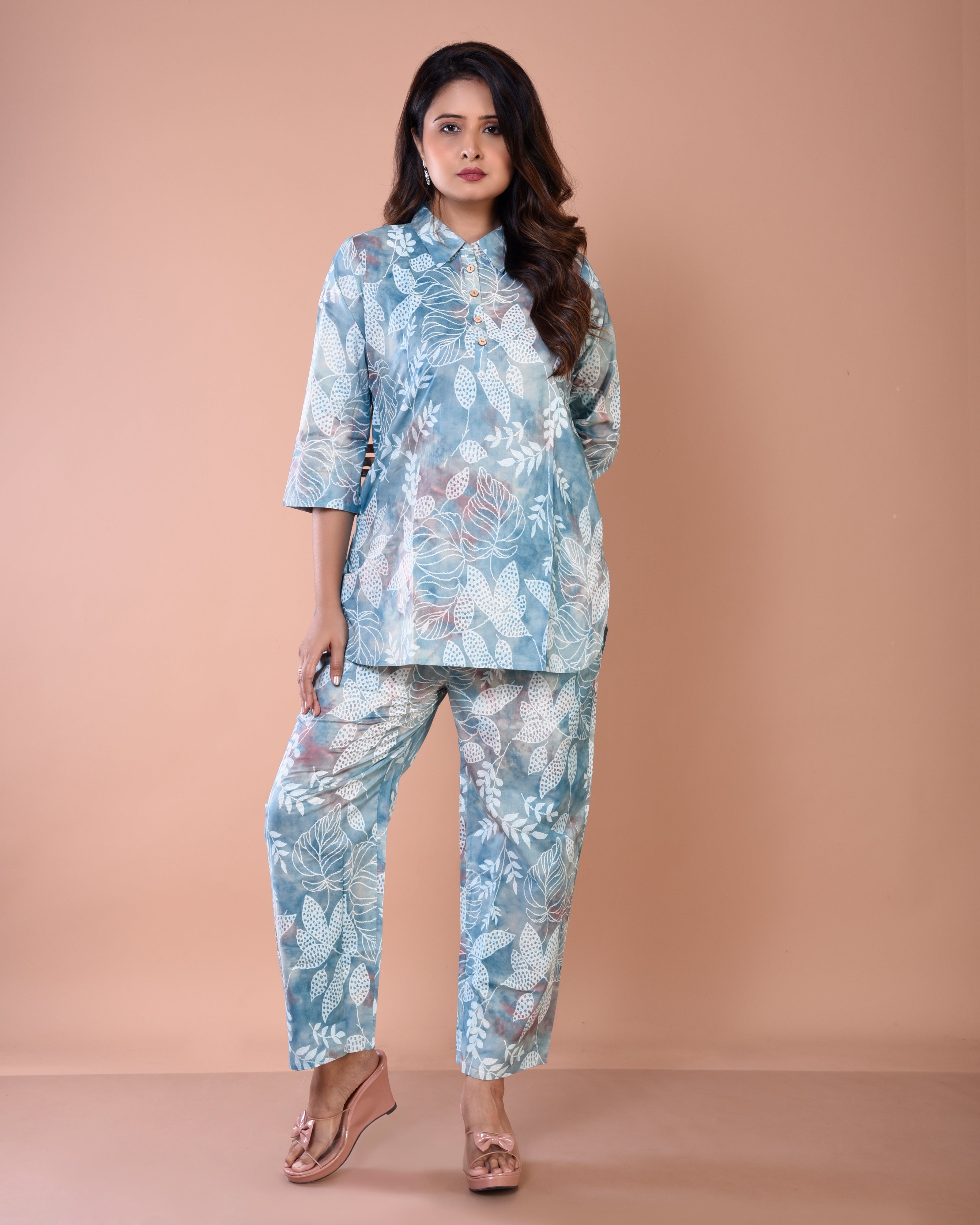 Ice Blue Premium Cotton Co-ord Sets