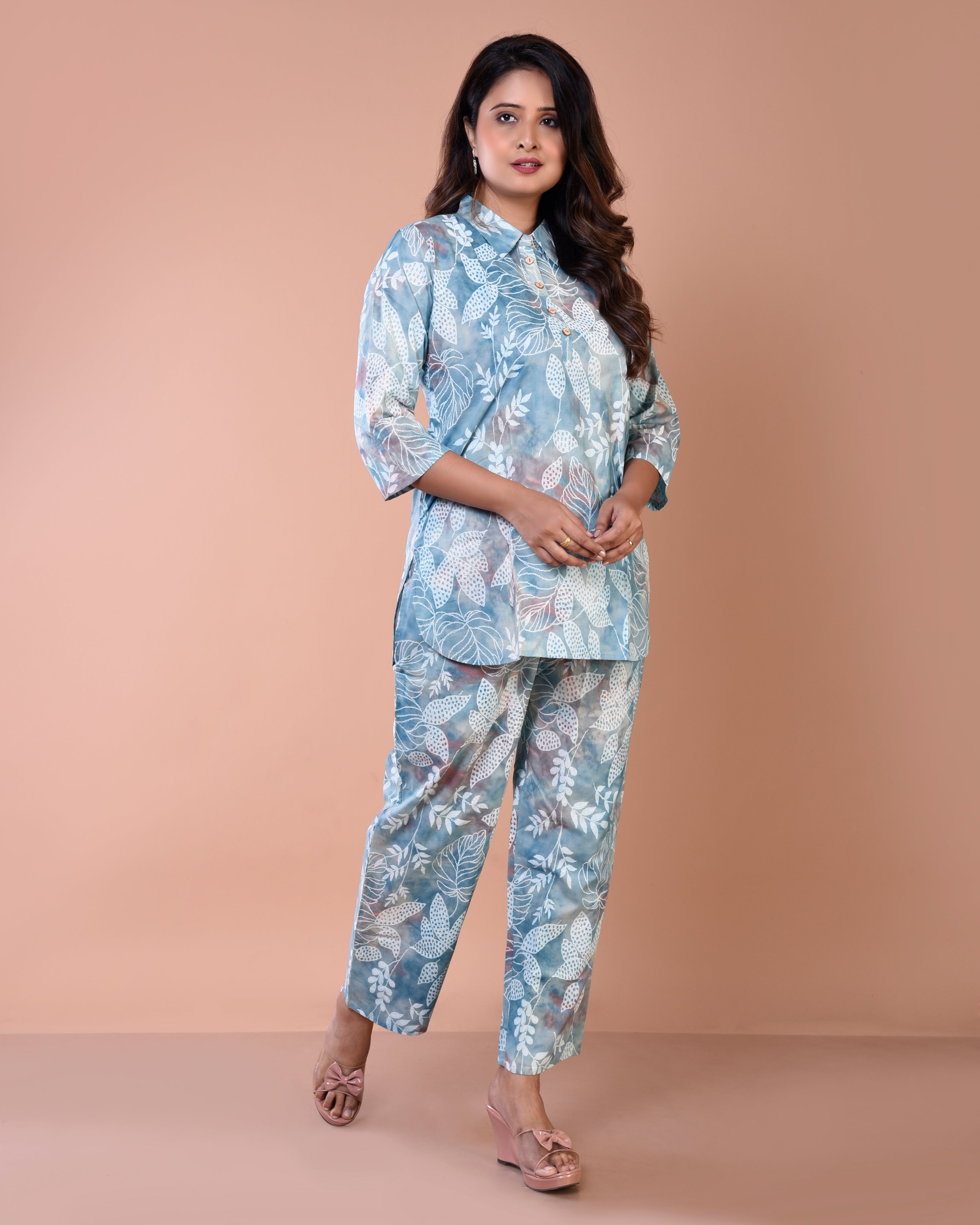 Ice Blue Premium Cotton Co-ord Sets