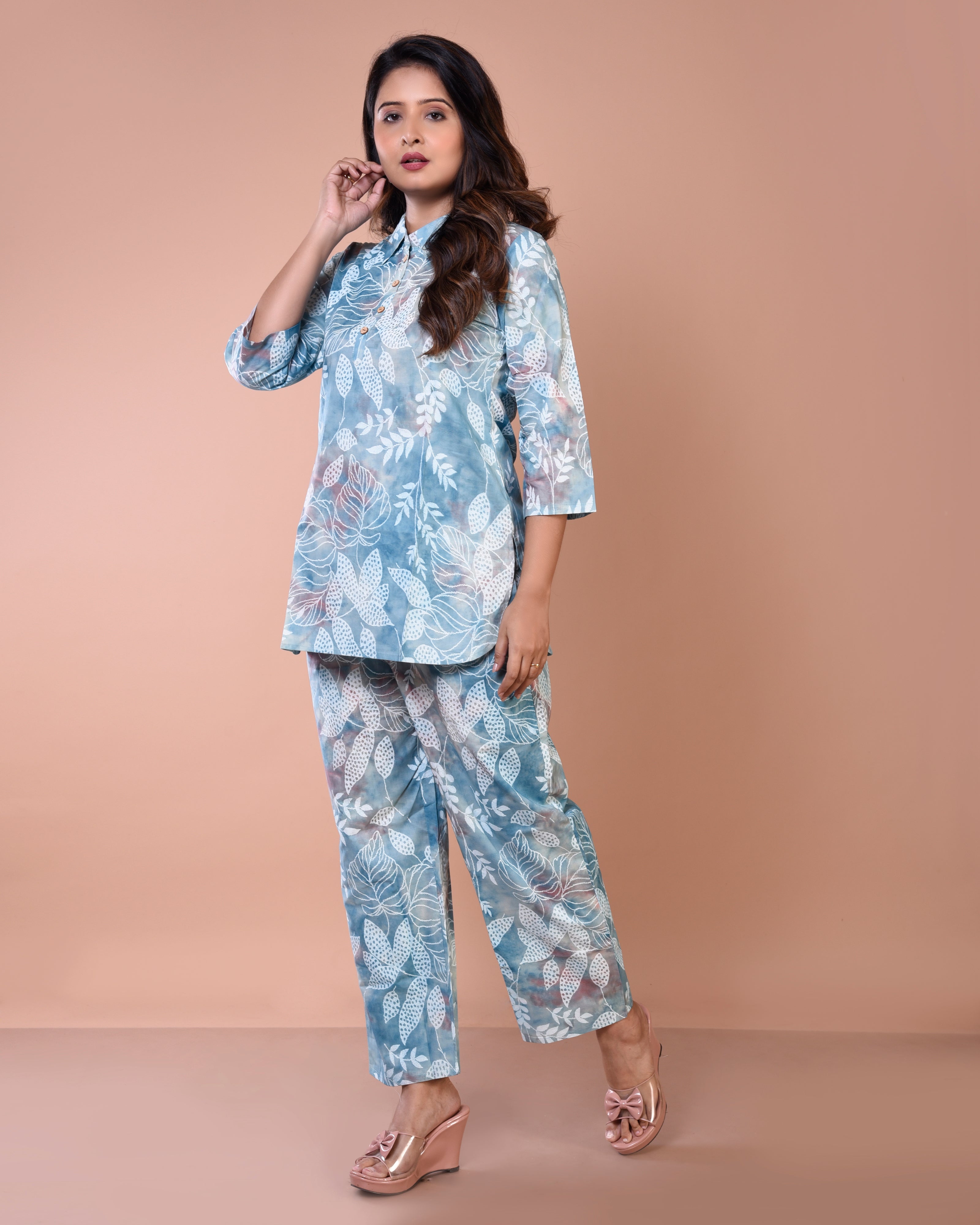 Ice Blue Premium Cotton Co-ord Sets
