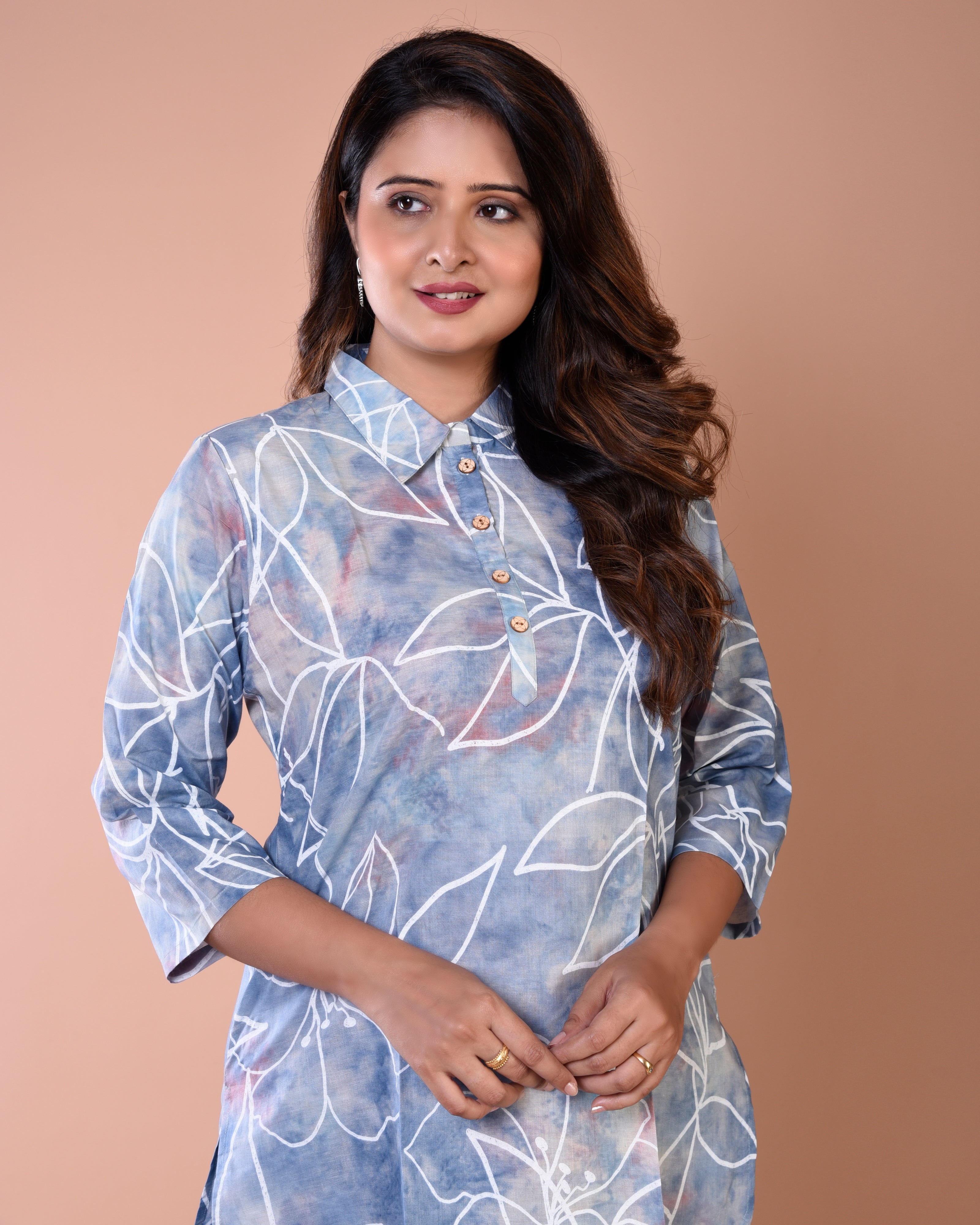 Smoky Greyish Blue Premium Cotton Co-ord Sets